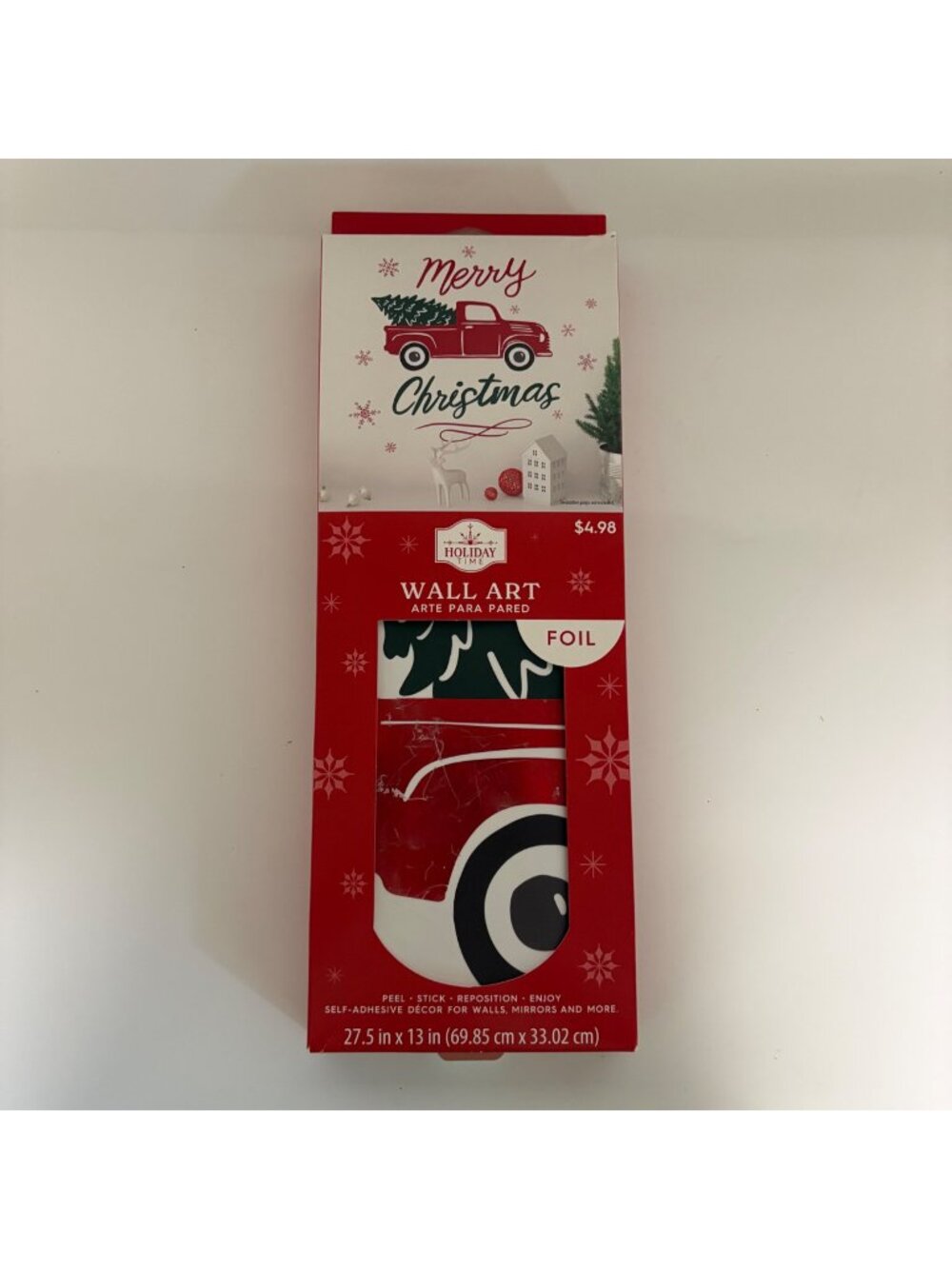 Holiday Time Merry Christmas Truck Foil Wall Art Self-Adhesive 27.5 x 13 inch